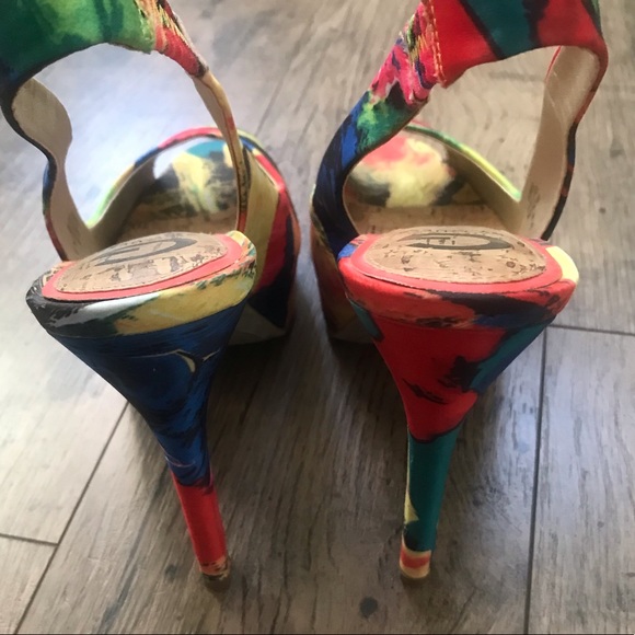 GUESS Peep-Toe Sling- Back Muti Colored Heels - Picture 6 of 14